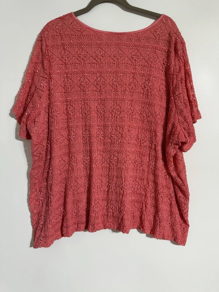 Top Vintage Mujer Plus 4X Coral Forrado Hilos Metálicos Floral Cottagecore Fairy Foto 4 de 4