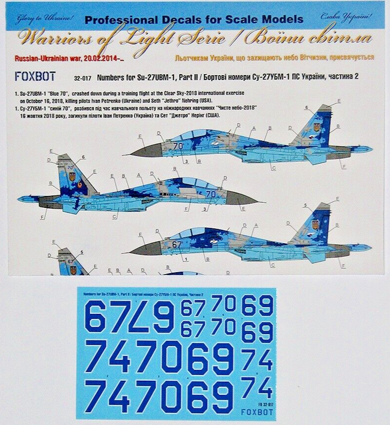 Foxbot Decals 1/32 Numbers for Su-27UBM-1 Part II Russian