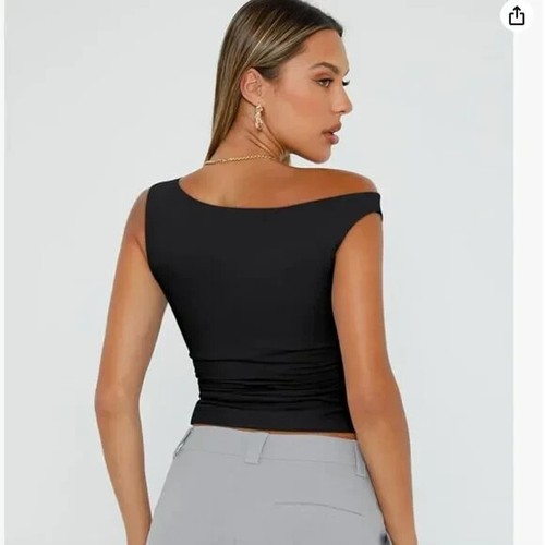 Camisas sin mangas sin hombros descubiertas de moda NEGRAS X GRANDES NUEVAS EN PAQUETE - Imagen 3 de 5