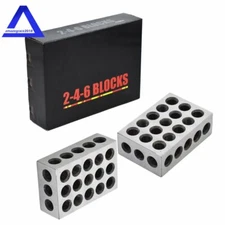 2-4-6 Blocks 23 Holes Matched Pair Ultra Precision .0002" Machinist 246 Jig