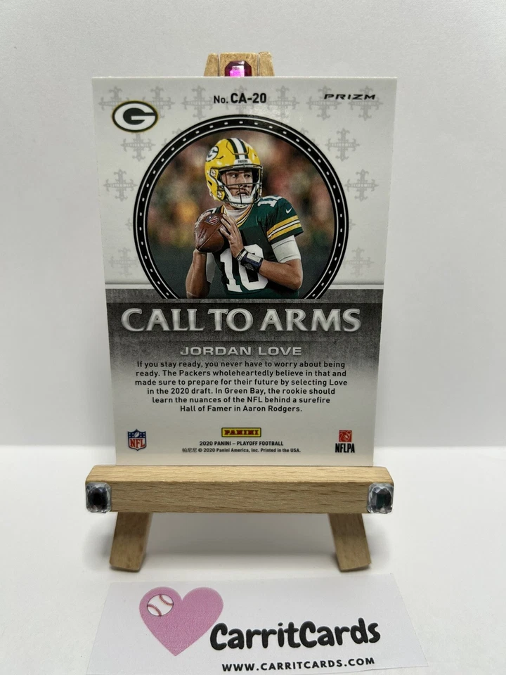 JORDAN LOVE 2020 Panini Playoff Call To Arms Rookie RC SILVER PRIZM Green Bay - Image 4 of 4