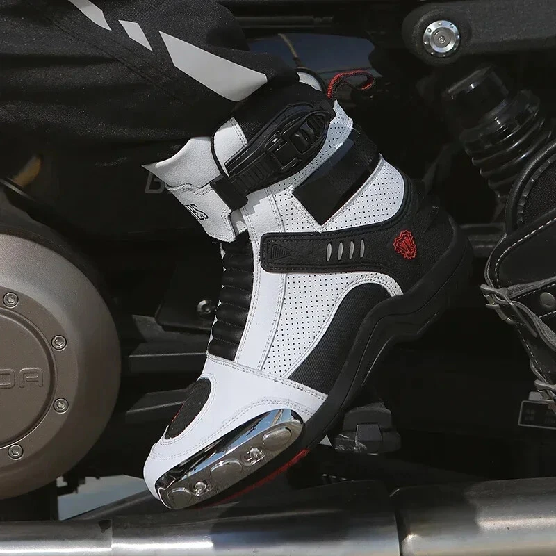 Hombres Botas de Motocicleta Motocicleta Zapatos de Protección al Tobillo Montar Exterior Calzado Foto 3 de 4
