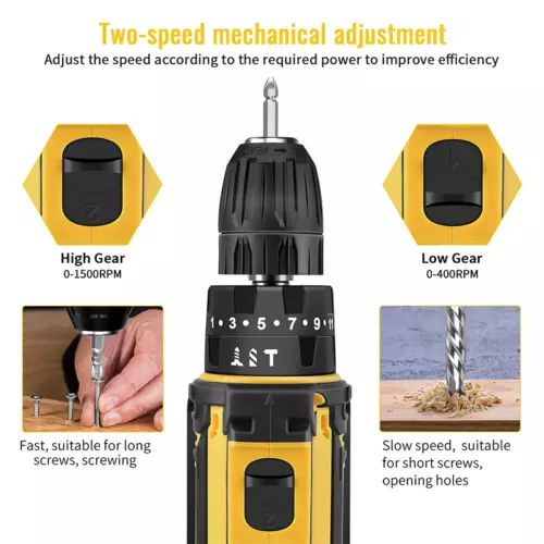 2 Battery 21V Cordless Drill Combi Driver High Power Electric Screwdriver Set UK - Picture 10 of 24