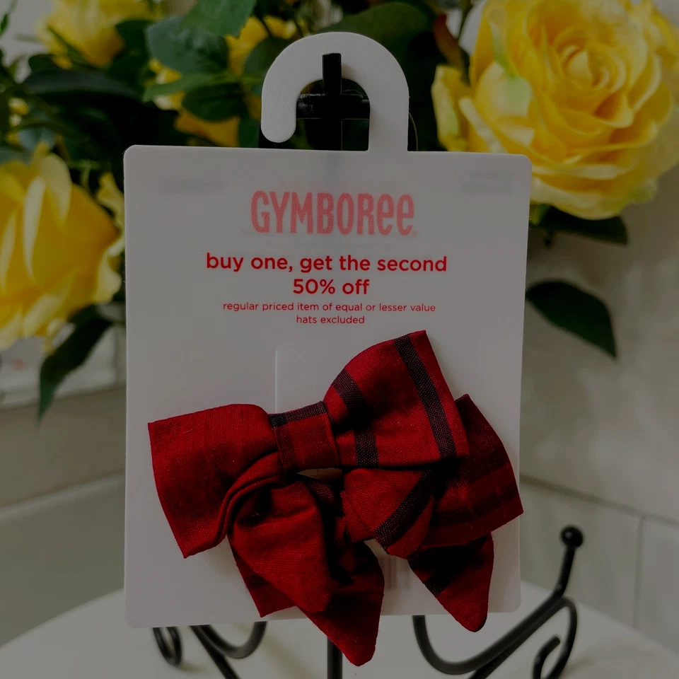 Juego de 2 pinzas para el cabello Gymboree niña niño Navidad rojo pasador de tela Foto 2 de 4