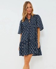 Emerson Fry XS/S Isla Mini Dress Blue India Collection Organic Cotton Marguerite