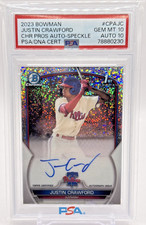 2023 Bowman Chrome Prospect Justin Crawford #CPA-JC Speckle /299 1st Auto PSA 10