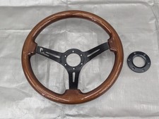 Avenue Woodgrain W Black Spoke Steering Wheel 350mm 6 Bolt