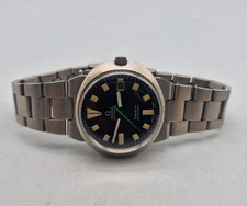 VINTAGE OMEGA GENEVE DYNAMIC BLACK DIAL AUTO DATE MAN'S WATCH SS STRAP / X005