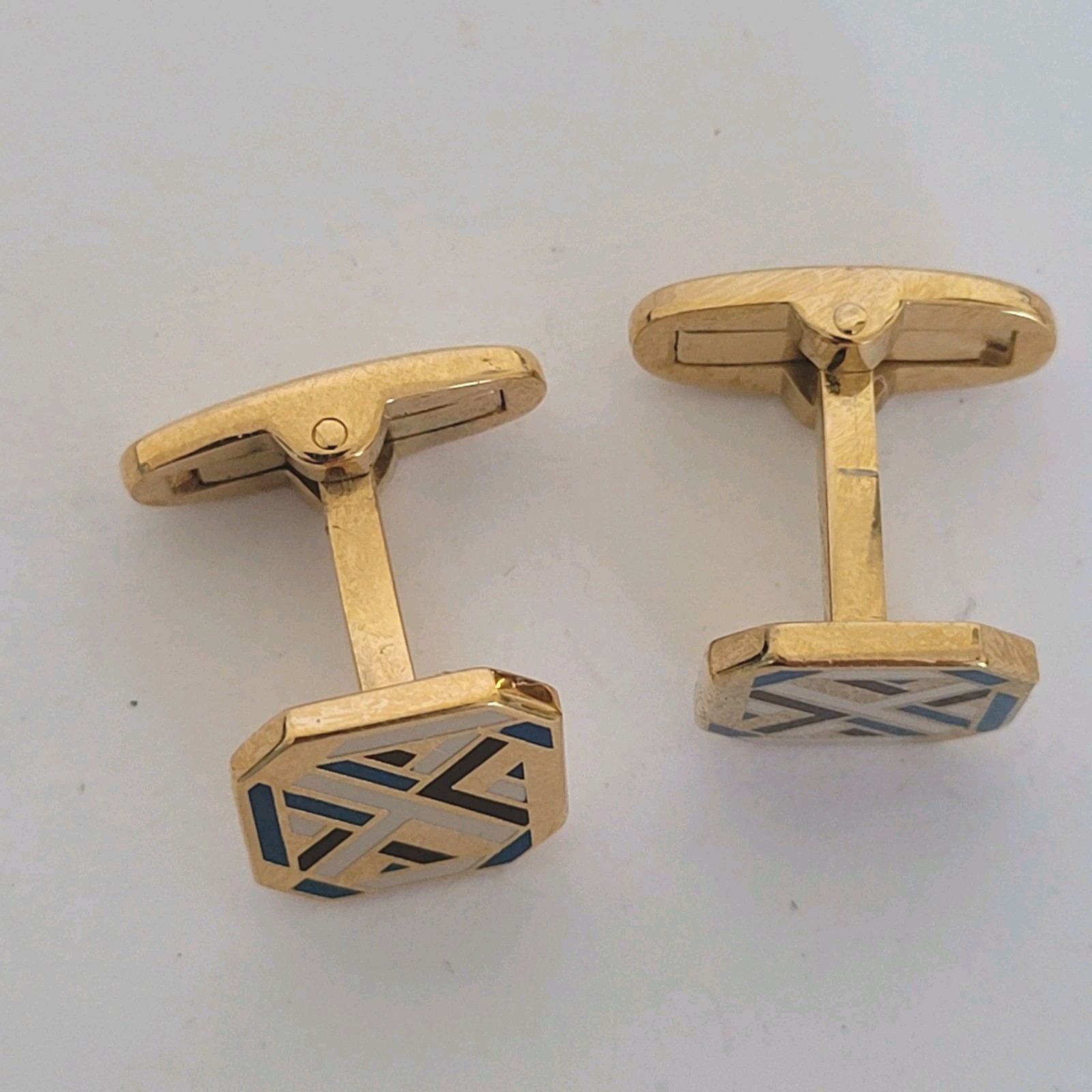 Givenchy Cufflinks Gold Multicolor Square Logo Vi… - image 2