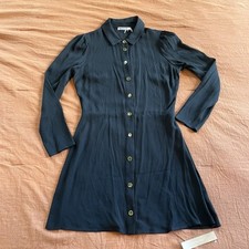 Reformation Dress Huah Black Long Sleeve Collar Mini Dress  Size 8