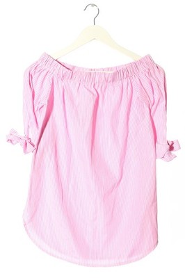 MISSPAP Carmen-Bluse Damen Bluse Gr. DE 36 pink-weiß Casual-Look