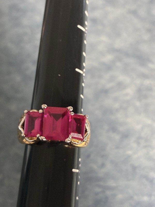 Cute Pink And Gold Tone Ring Size 7 -7 1/2