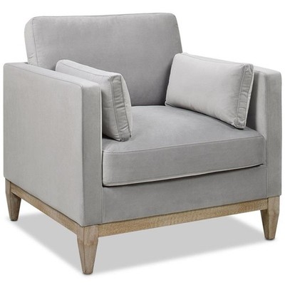 Pemberley Row Velvet Opal Gray Arm Chair Rectangular Reversible 36'' Unassembled