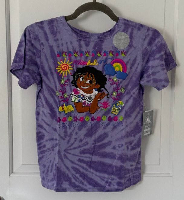 NWT Disney Store Girls Maribel Encanto Purple Tie Dye Sensory Friendly Tee SZ M