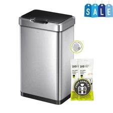 13.2 Gallon Touchless Rectangular Motion Sensor Trash Can Brushed Stainless New