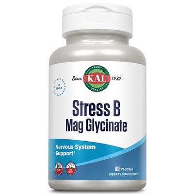 KAL Stress B Mag Glycinate, B Complex Vitamins Plus Magnesium, Active Forms