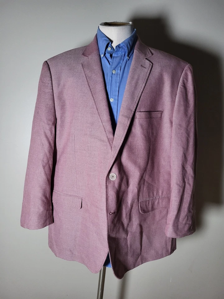 48R Marc Martin лосося розовый красный 4-сезон хлопок шерсти проверить куртка Blazer Tweedy - Изображение 4 из 4