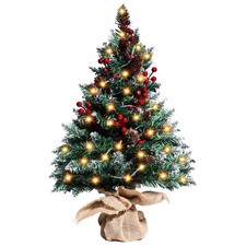 Mini Artificial Christmas Tree w/ LED String Lights Tabletop Xmas Tree Home Tree