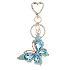 Weixiltc Butterfly Keychain for Women, Heart Clasp Bag Charms One Size, Blue
