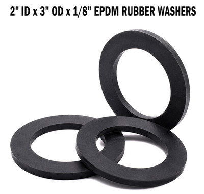 2'' ID x 3'' OD x 1/8'' EPDM Rubber Flat Washers All-Weather Repair Spacer