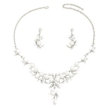 Drop Necklace Pendant Earrings Bridal Jewelry Set Rhinestones Necklace Earrings