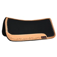58HS Hilason Western Wool Felt Horse Saddle Pad With Leather Border Black