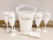 Moët & Chandon Champagner Eiskübel 6 Flöten & Schaufel weiß Acryl Set
