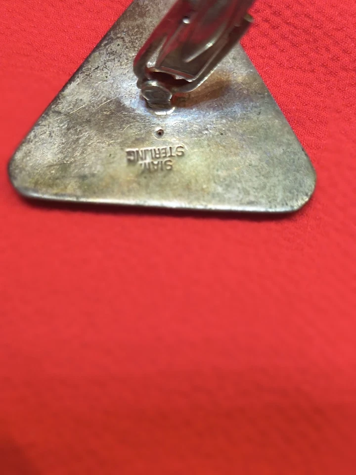 Juego de gemelos y clips de corbata Siam vintage de plata de ley Foto 3 de 4