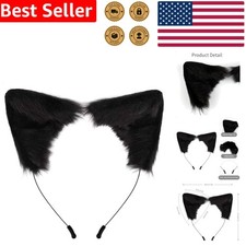 Handmade Faux Fur Wolf Cat Ears Headband Adult Cosplay Costume Party Accessory