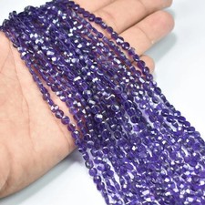 Natural Amethyst Faceted Coin Beads 14 Inches 4.5mm