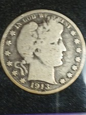 1913-P BARBER HALF DOLLAR. VG CONDITION. MINTAGE 188,000 ONLY. RARE & SCARCE.