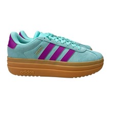 Adidas VL Court Bold J Flash Aqua Purple Gum Shoes JP5069 Youth Girl's Size 4.5