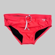 Speedo Men Post It Red Endurance Solid one Brief Swimwear size 32 34 36