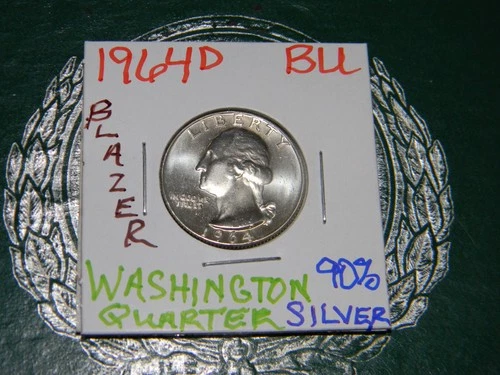 1964-D Uncirculated Silver {BU} Washington Quarter, Denver Mint-BLAZER!!