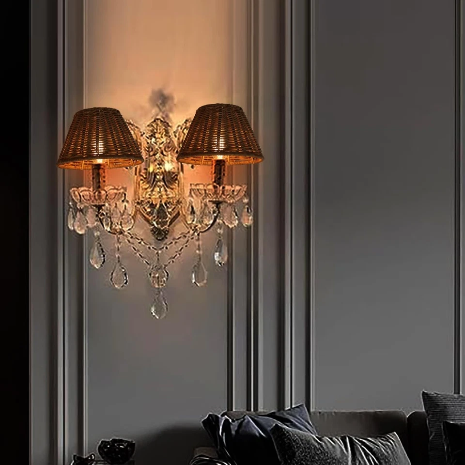 Candelabros de ratán, juego de 6, pantallas de repuesto tejidas para mesa La... Foto 2 de 4