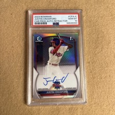 2023 Bowman Justin Crawford Chrome Auto Refractor 1st #/499 Phillies PSA 10