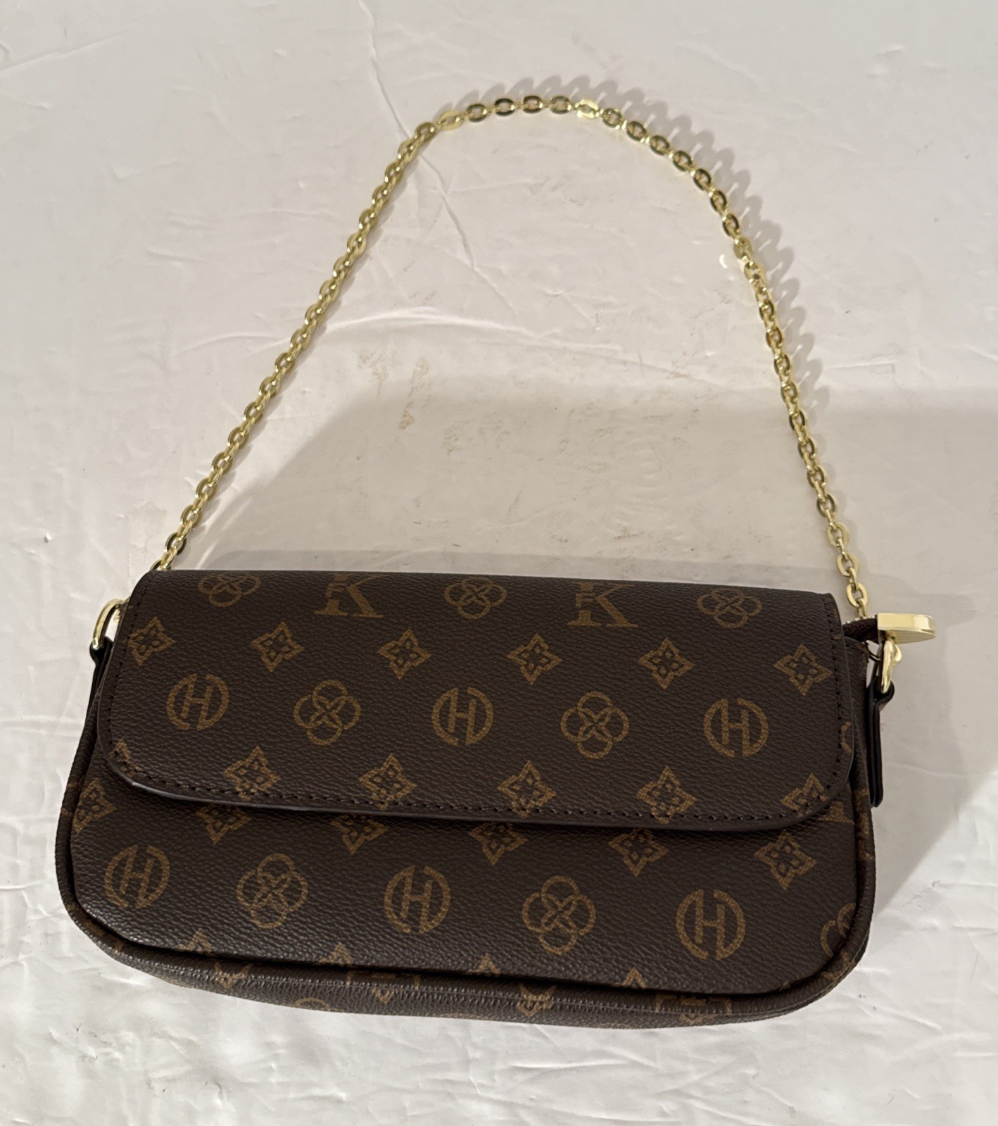 Designer Luxury Women'Ss Bags Shoulder Purse Handbag-Brown Gold Accents-Vtg Styl 14