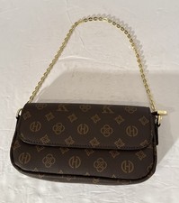 Designer Luxury Women'Ss Bags Shoulder Purse Handbag-Brown Gold Accents-Vtg Styl 14