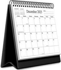 Desk Calendar 2026 - Runs January 2026 until June 2027 - 6" x 8", Black