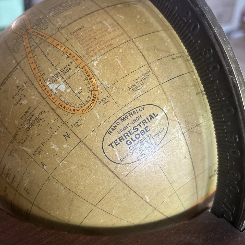 Rand McNally 1929 8” globo terrestre raro base de madera de 6 patas - mapa vintage Foto 4 de 4