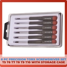 6 Piece Precision Torx Screwdriver Set T5 T6 T7 T8 T9 T10 With Easy Spin Handle
