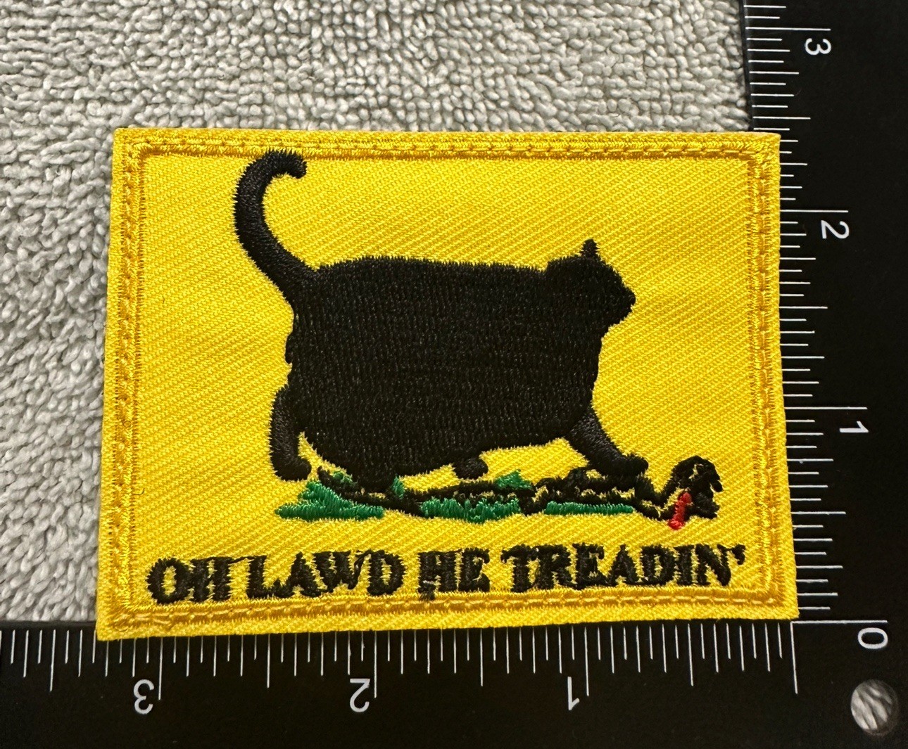 OH LAWD HE TREADIN’ FAT CAT 2x3 Morale Patch Hook Backing Brand New