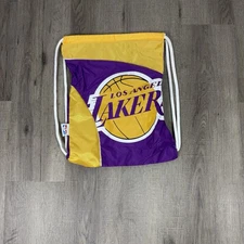 Los Angeles Lakers Drawstring Bag Nylon Purple & Yellow NBA Basketball Drawcord