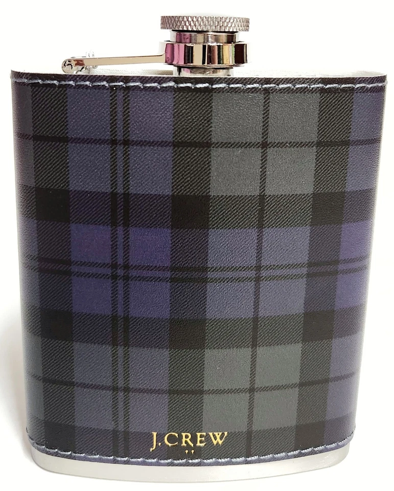 Reloj J.Crew Factory Negro Frasco a Cuadros Reloj Negro Azul Marino Verde Negro 7oz Acero Nuevo con Etiquetas Foto 2 de 4