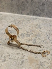 Vintage Glove/Scarf Clip w/Purse Chain Goldtone Floral Etched Design