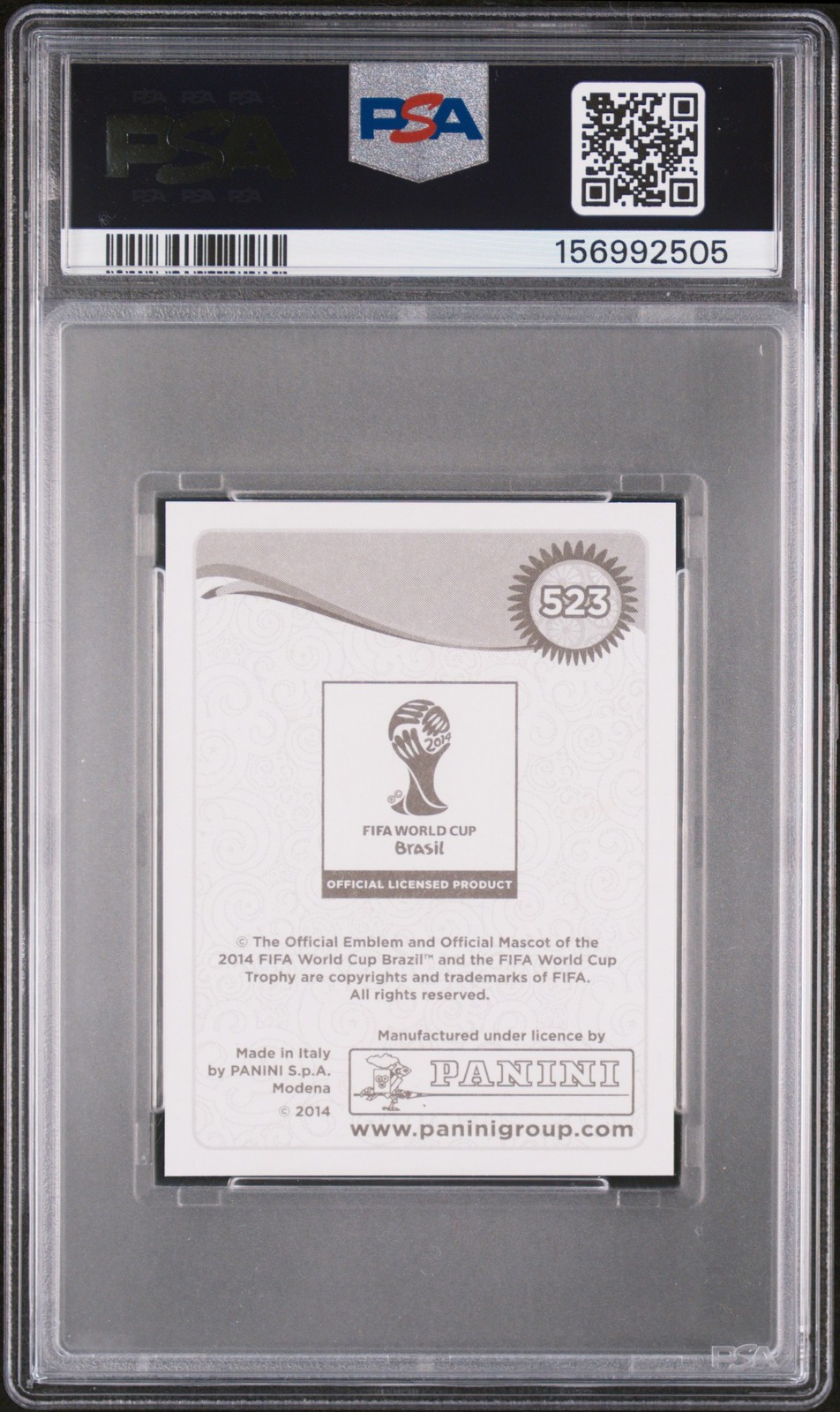 2505 Cristiano Ronaldo 2014 Panini FIFA World Cup Brazil Stickers #523 PSA 10 view 2