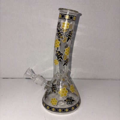 7.8'' HoneyBee Hive Glass Water Pipe Smoking Tobacco Glow in the Dark READ DESC.