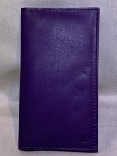 Leather Checkbook Cover Card Holder Wallet Purple Access Denied RFID Blocking