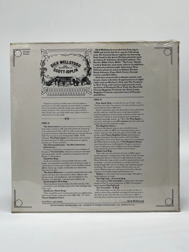 NEW SEALED DICK WELLSTOOD PLAYS THE STING JOPLIN 12" LP VINYL PICKWICK 1974 - Image 2 of 2