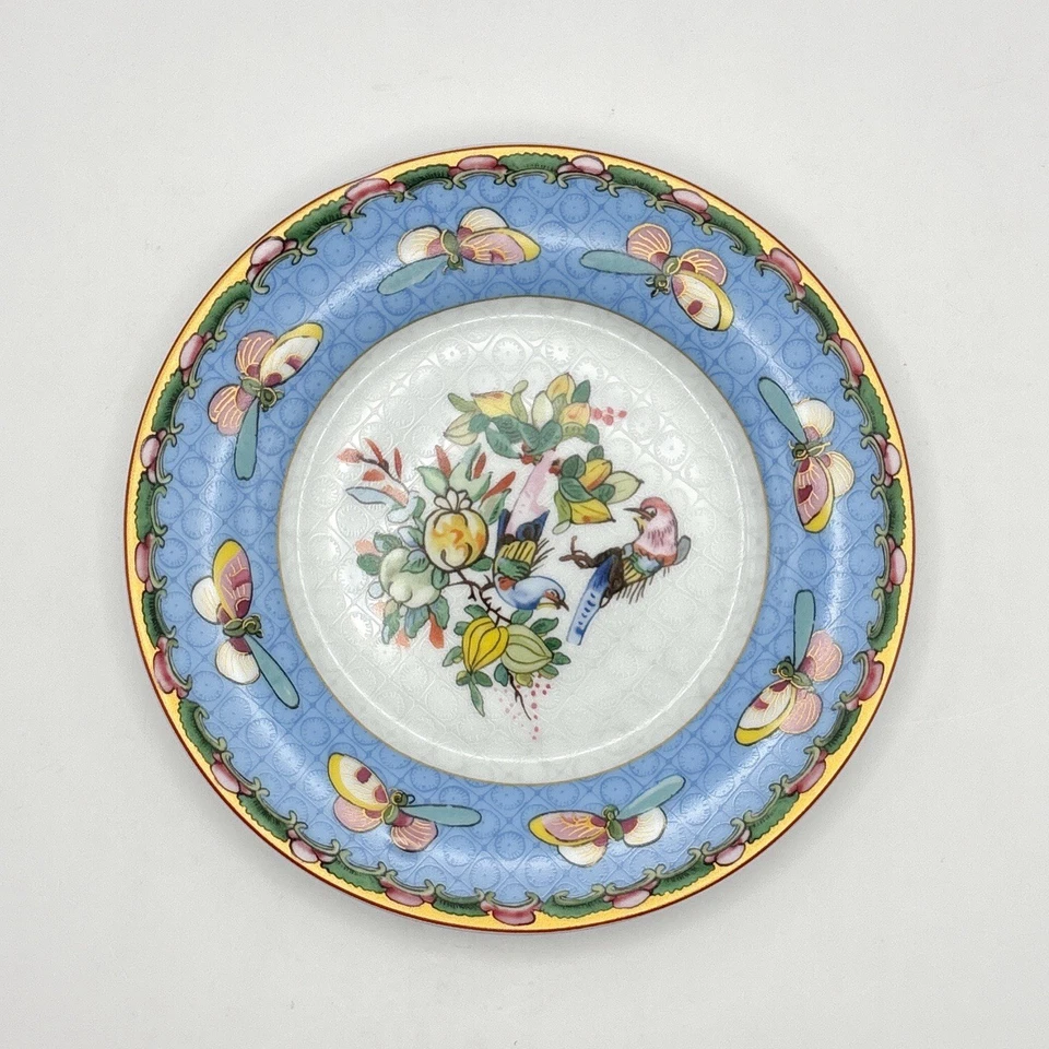 Williams Sonoma Famille Rose Appetizer Plates Blue | Set of 4 | Floral | Garden - Image 3 of 4